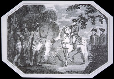 General Burgoyne og indianerne i 1777, gravert av J. Taylor, fra 