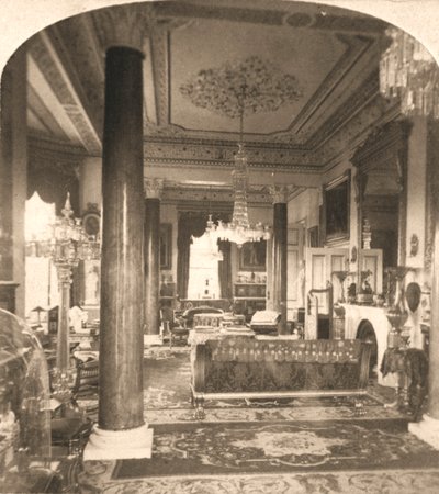 The Drawing Room, Queen Victorias Marine Residence, Osborne House, I.O.W, 1900. av Works and Sun Sculpture Studios