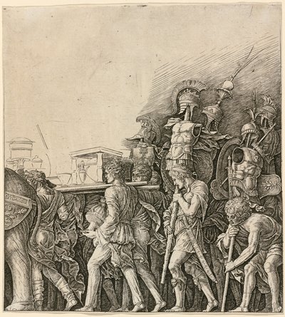 The Triumph of Caesar: Soldiers Carrying Trophys av Workshop of Andrea Mantegna
