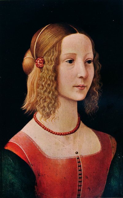 Portrett av en jente, 1490 1930 av Workshop of Domenico Ghirlandaio
