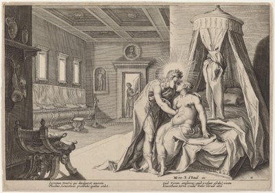 Apollo misbruker Leucothoe av Workshop of Hendrick Goltzius, after Hendrick Goltzius