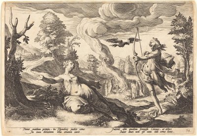 Apollo Killing Crown av Workshop of Hendrick Goltzius, after Hendrick Goltzius