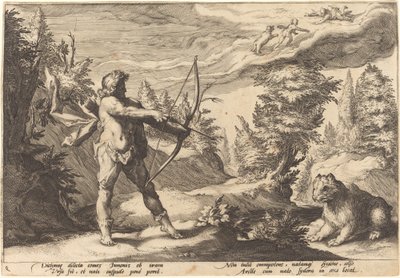 Arcas forbereder seg på å drepe sin mor av Workshop of Hendrick Goltzius, after Hendrick Goltzius