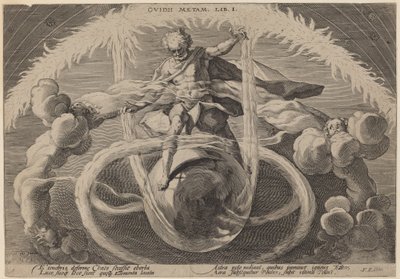 Kaos: Utviklingen av kaos, eller skapelsen av elementene av Workshop of Hendrick Goltzius, after Hendrick Goltzius