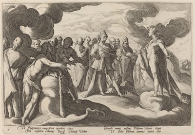 Jupiter og gudene ber Helios om å gjenoppta kontrollen over vognen av Workshop of Hendrick Goltzius, after Hendrick Goltzius