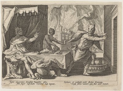 Lycaon endret seg til en ulv av Workshop of Hendrick Goltzius, after Hendrick Goltzius