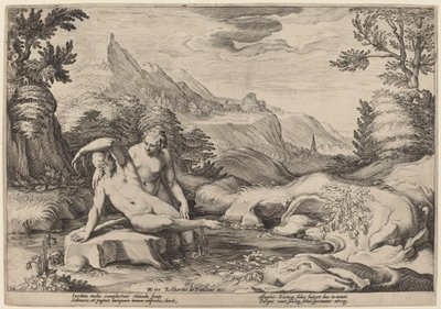 Salmacis og Hermafroditus av Workshop of Hendrick Goltzius, after Hendrick Goltzius
