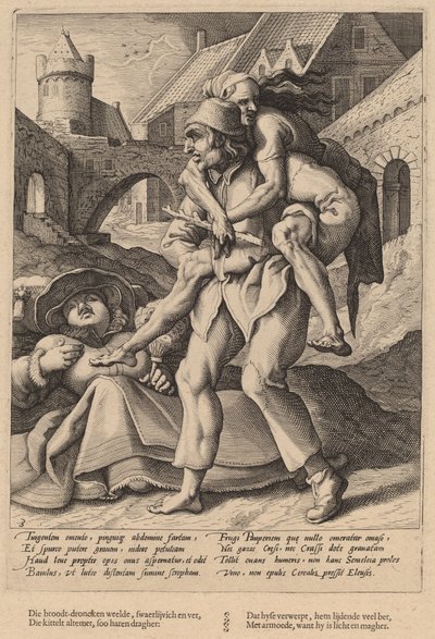 Fattigdom er lettere å bære enn luksus av Workshop of Hendrick Goltzius, after Karel van Mander I