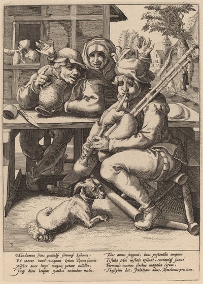 Sekkepipen må fylles av Workshop of Hendrick Goltzius, after Karel van Mander I
