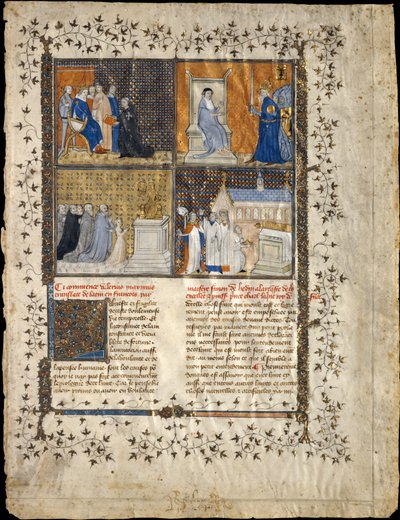 Blad fra et manuskript av Valerius Maximus, ca. 1380-90. av Workshop of Pierre Remiet
