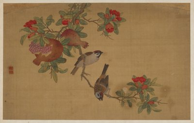 Fugler, frukt og blomster, Qing-dynastiet, 1741. av Wu Zhang
