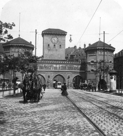 Isartor Isar Gate, München, Tyskland, ca 1900-tallet. av Wurthle and Sons