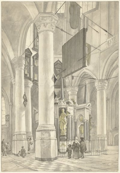 Utsikt i Nieuwe Kerk i Delft, med gravmonumentet til William av Orange av Wybrand Hendriks