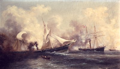 U.S.S. Kearsarge senker Alabama av Xanthus Russell Smith