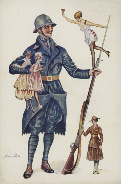Soldat omringet av jenter av Xavier Sager