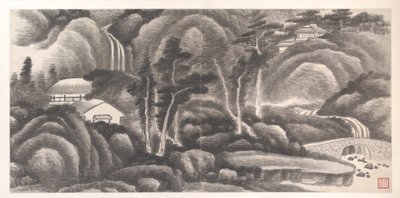 Landskap fra de tolv månedene, ca. 1685 (album med tolv maleblader; blekk på papir) av Xian Gong