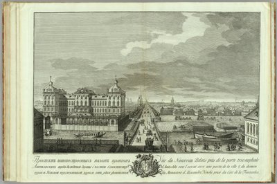 De nybygde kamrene overfor Anichkov-portene Bok til 50-årsjubileet for grunnleggelsen av St. Petersburg, 1753 av Yakov Vasilyevich Vasilyev