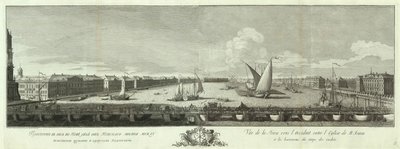 Utsikt over elven Neva mellom Isaac-kirken og Cadet Corps Book til 50-årsjubileet for St Petersburg, 1753 av Yakov Vasilyevich Vasilyev