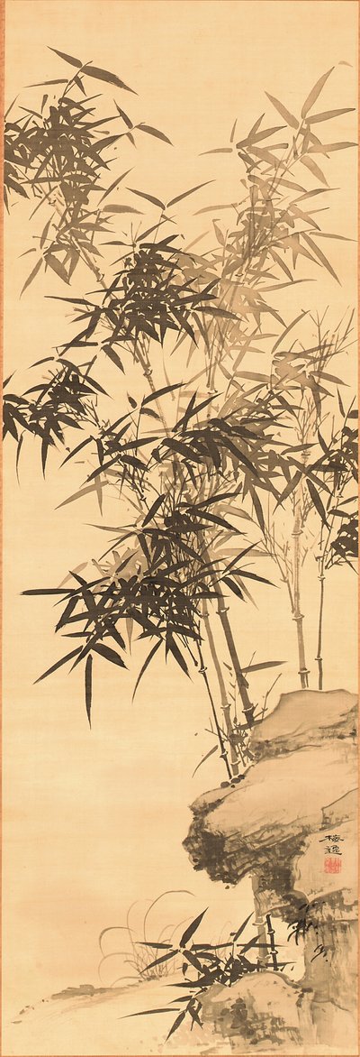Bambus, før 1856 (blekk på silke) av Yamamoto Baiitsu