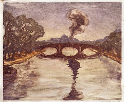 En båt på Seinen, 1914 av Yelisaveta Sergeyevna Kruglikova