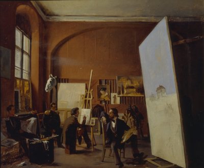 Studio til maleren grev Vasily Maksutov, 1858 av Yevgraf Semyonovich Sorokin