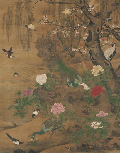 Fugler samles under Spring Willow, sent på 1400-tallet – tidlig på 1500. av Yin Hong