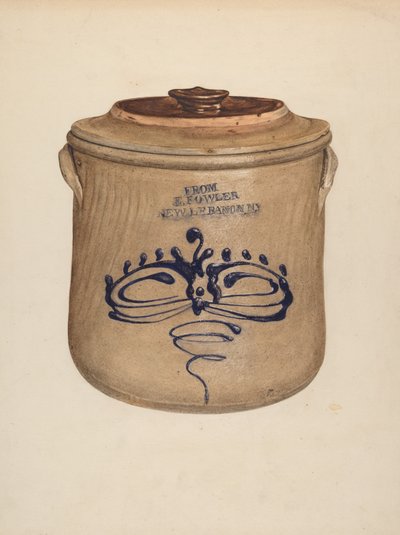Crock med deksel, ca. 1938. av Yolande Delasser