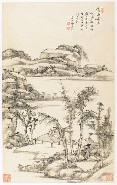 Autumnal Contemplation in Clean Pond, fra et album med 12 blader av Yongxi Jin