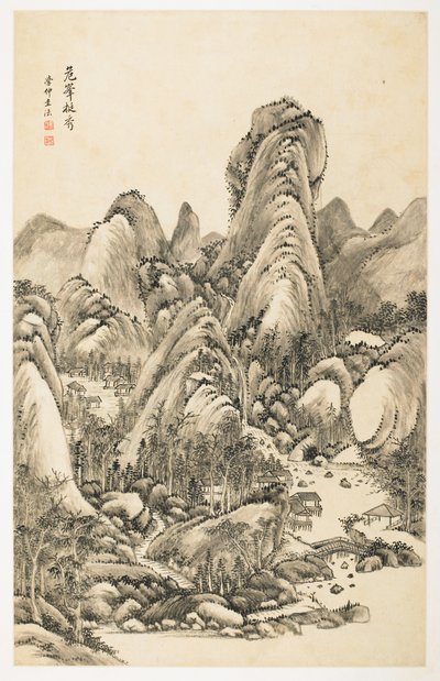 Magnificence of Overhanging Bluff, fra et album med 12 blader av Yongxi Jin