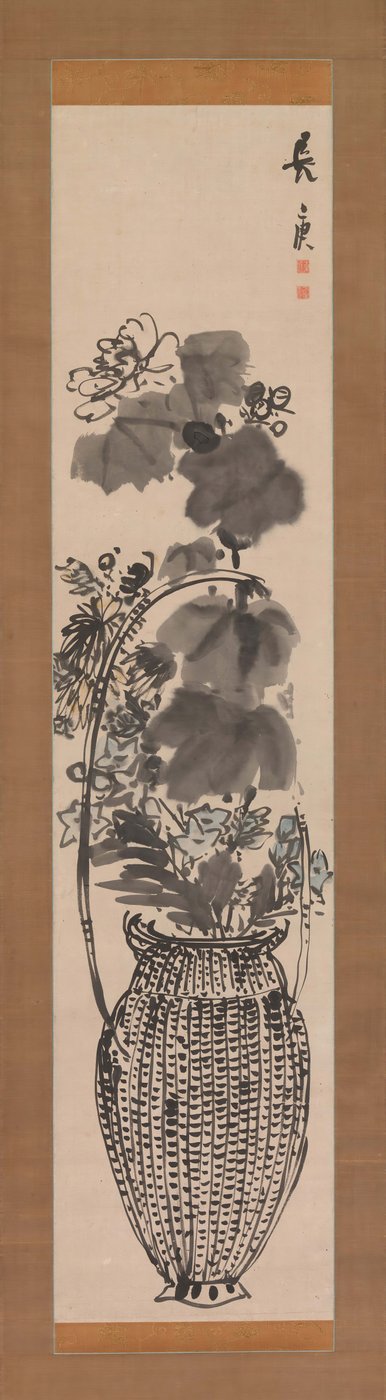 Høstblomster i en bambuskurv, 1760-tallet. av Yosa Buson