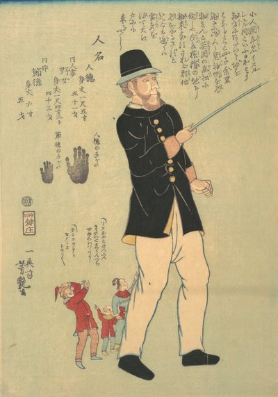 Foreigner Walking with a Pygmy Family, 5. måned, 1863. av Yoshitsuya