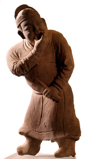 Kinesisk kunst: statuett av terrakotta som representerer en "whistler"-skuespiller. Fra Tsiao Tsouo, Honan. Yuan-dynastiet (1271–1368 e.Kr.). av Yuan Dynasty Chinese School