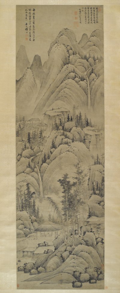Landskap, hengende rulle, Ming-dynastiet (1368-1644) (blekk på papir) av Yun Hsiang Yun Hsiang