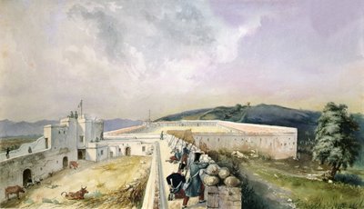 Utsikt over en eksperimentell gård i utkanten av Alger, ca. 1830-31 (akvarell på papir) av Yung Yung
