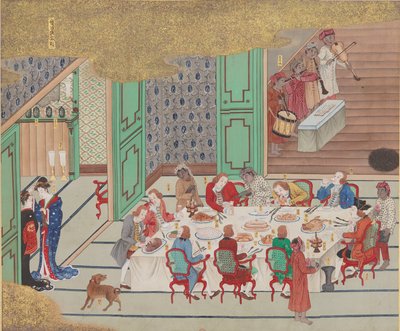 Nederlandsk bankett, Nagasaki julaften, fra Bankan-zu, 1797. av Yushi Ishizaki