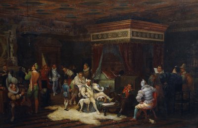 Ankomsten av Duc de Guise i Kong Henry IIIs kammer i Fontainebleau, 1861 av Yves Theophile Rene Grenier de Saint