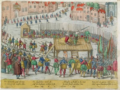 Henrettelsen av tjue adelige ledere inkludert grevene Egmont og Horn av hertugen av Alva i Brussel av Zacharias (school of) Dolendo