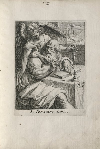 Saint Matthew, plate 1 fra The Four Evangelists av Zacharias Dolendo
