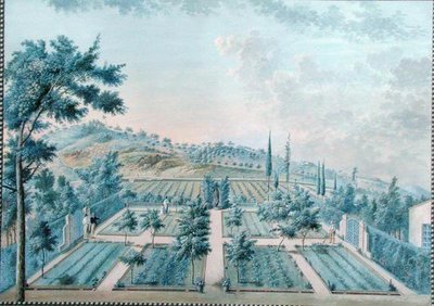 Utsikt over M. Reverdits hage nær Toulon, Frankrike (gouache på papir) av Zacharie Felix Doument