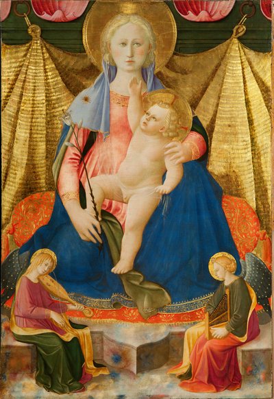Ydmykhetens madonna med to musikerengler av Zanobi Strozzi