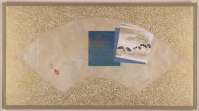 Tre landskap, sent på 1800-tallet (viftemaleri montert som albumblad; tempera på papir) av Zeshin Shibata