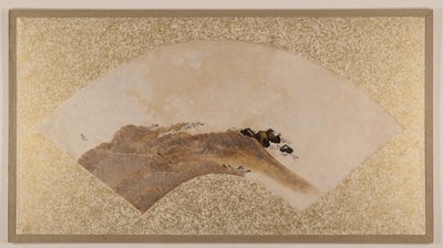 Bølger og steiner, sent på 1800-tallet (viftemaleri montert som albumblad; tempera på papir) av Zeshin Shibata