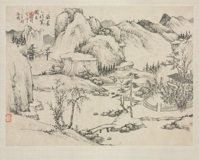Landskapsalbum i forskjellige stiler: Scenery of Mount Changbai etter Huang Gongwang, 1684. av Zha Shibiao