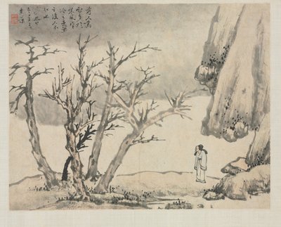 Landskapsalbum i forskjellige stiler: Snowy Landscape, 1684. av Zha Shibiao