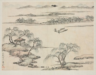Landskapsalbum i forskjellige stiler: The Stream of Wuling av Zha Shibiao