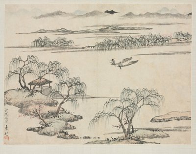 Landskapsalbum i forskjellige stiler: The Stream of Wuling, 1684. av Zha Shibiao