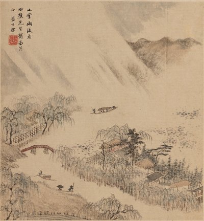 Elvelandskap, trolig 1666 av Zha Shibiao