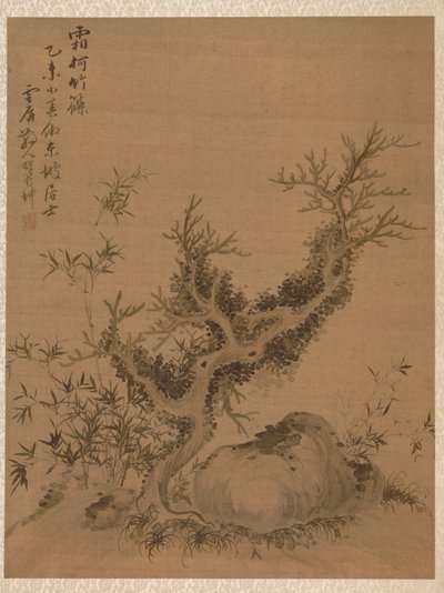 Frostede grener og dvergbambus, i stil med Su Shih, 1775. av Zhai Dakun