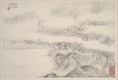 Landskap, datert 1644. av Zhang Feng