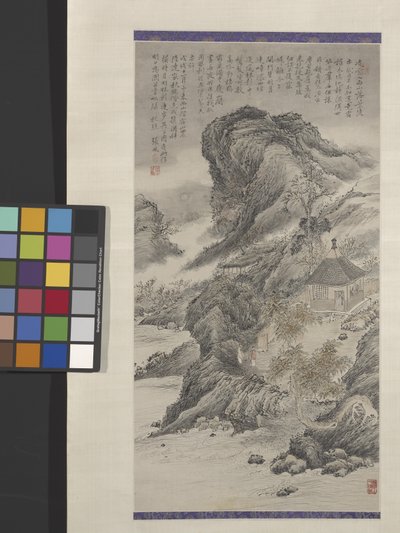 Moonlight Walk In Shadowed Woods (blekk og farge på papir) av Zhang Feng